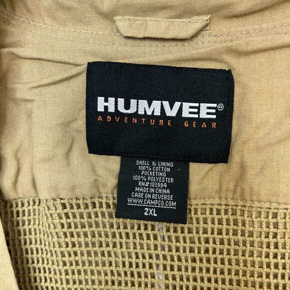 Humvee Fishing Vest Mens 2XL XXL Beige Cotton V Neck Zip Up Multi Pockets *READ - Picture 6 of 12
